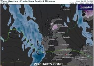 英国的降雪预报准确地显示了天气变化的地点和时间