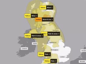 英国气象局公布了“伯特”风暴袭击英国时地面降雪将持续多久